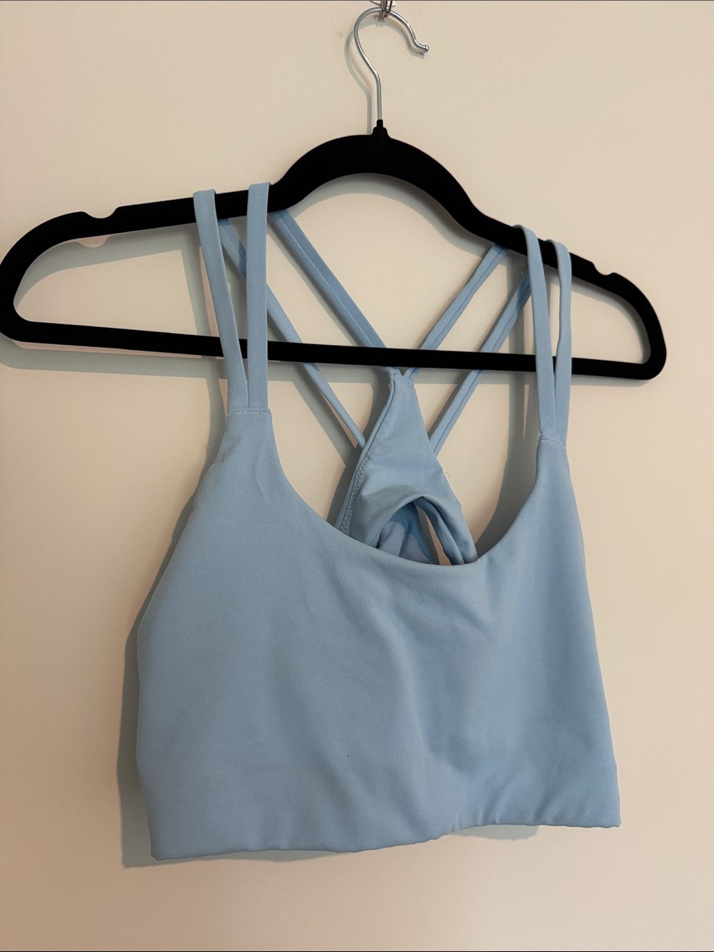 Fabletics Light Blue Strappy Sports Bra- Large